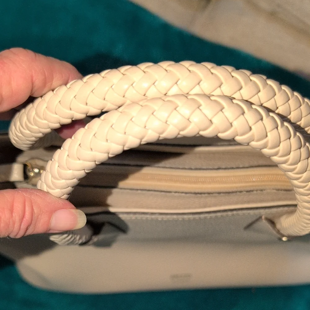 Arezzo Giorno Chic Cream Tote Bag with Braided Handles